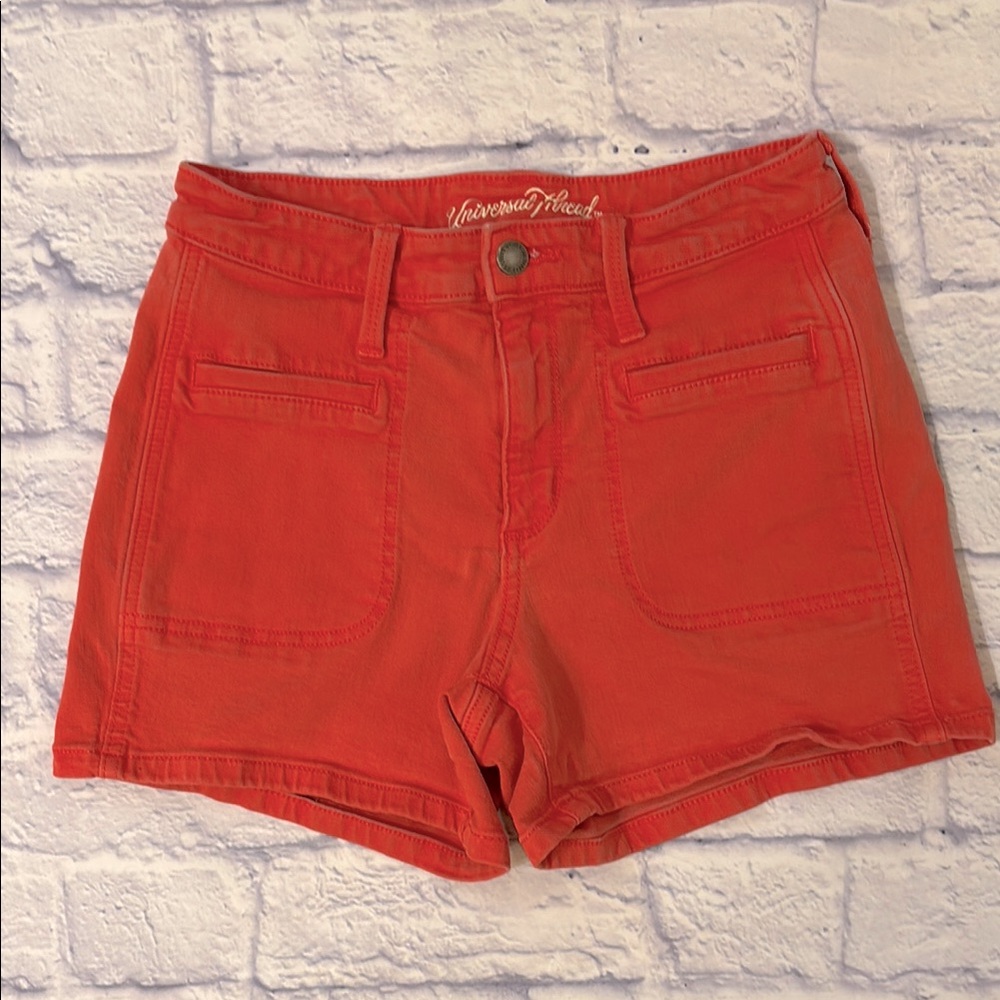 Universal Thread High Rise Midi Red Denim Patch Pocket Jean Shorts - Size 2/26